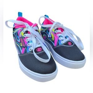 Heelys Kids Black Sneakers with Neon Swirl Accents